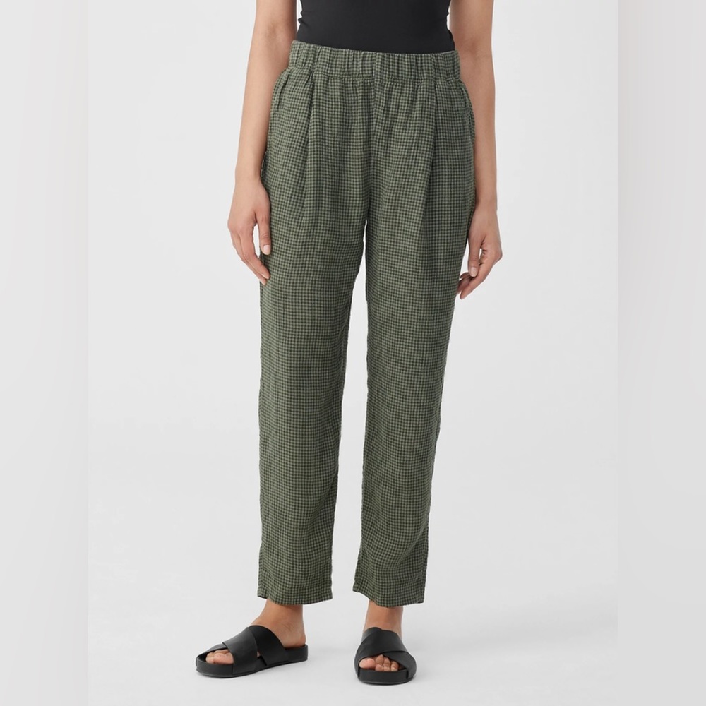 Puckered Organic Linen Tapered Pant